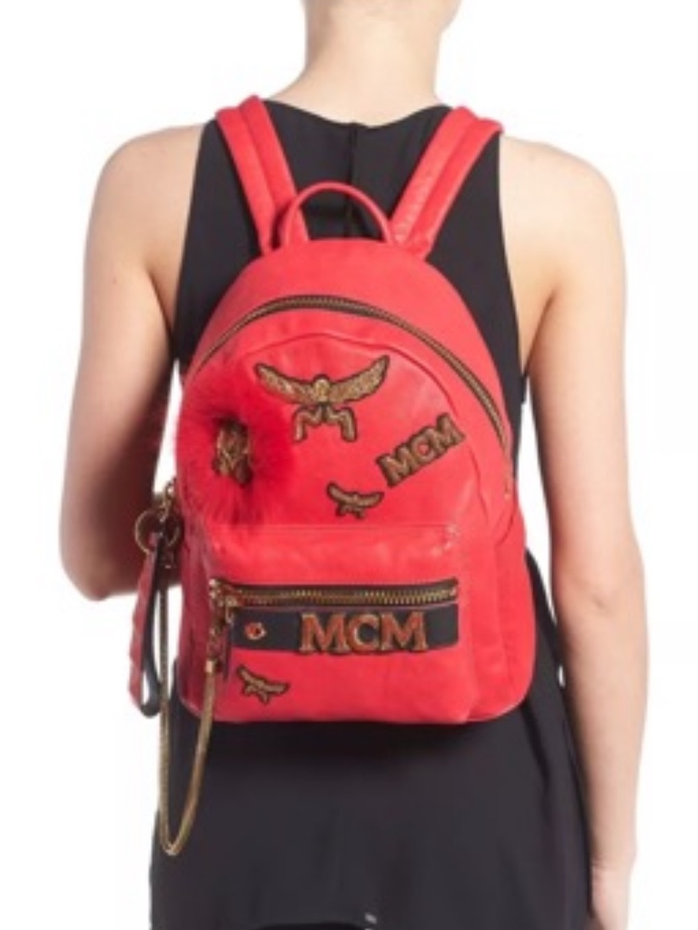 MCM Small Stark Insignia Leather Backpack